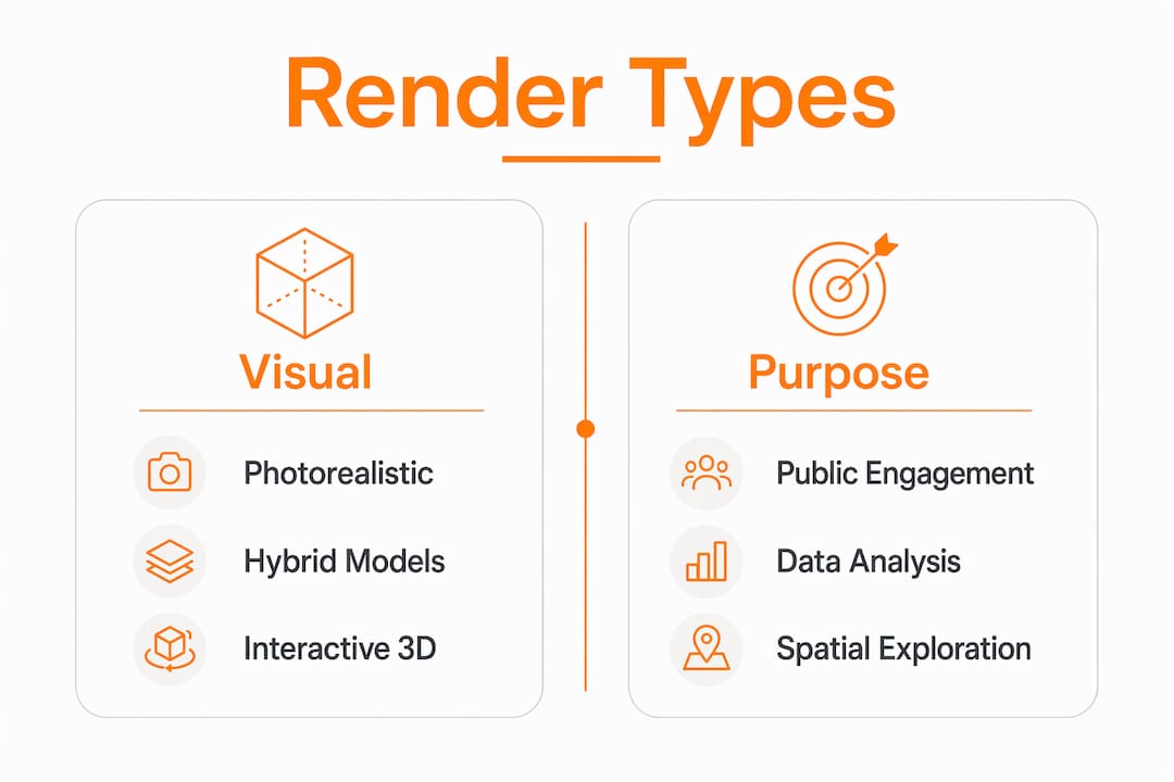 Infographic showing types of renders and their purposes