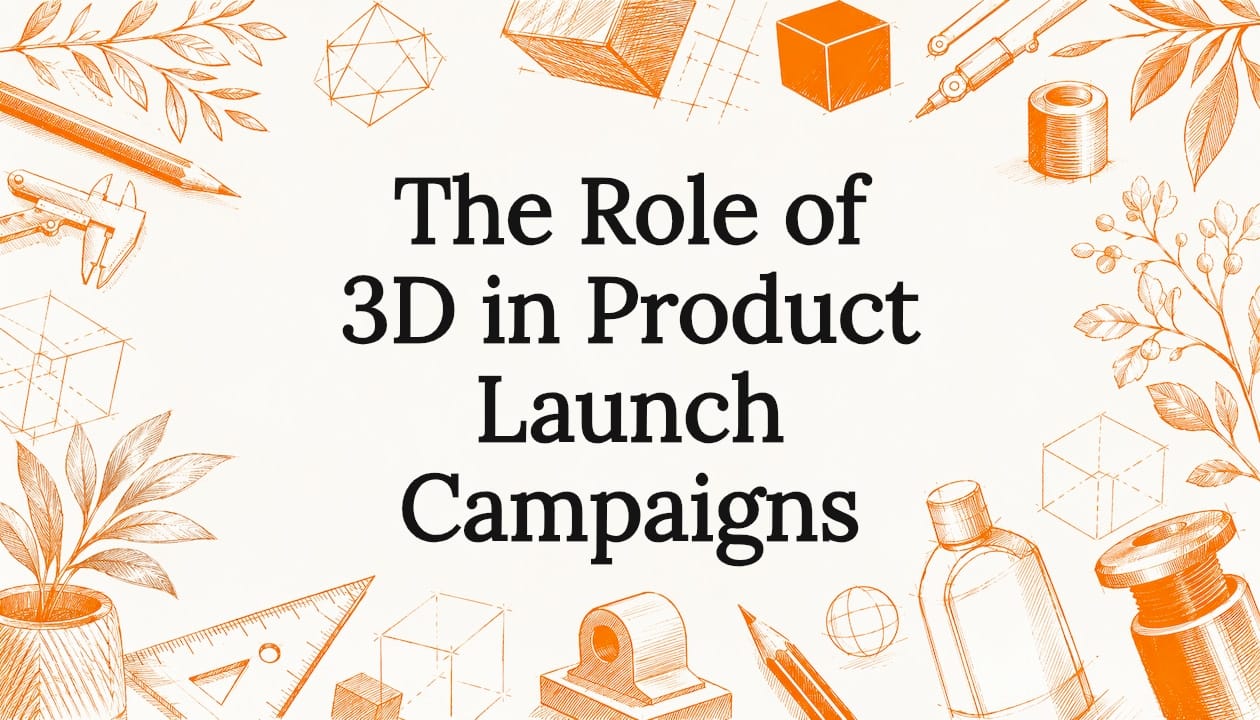Decorative title card illustration for 3D product launch article