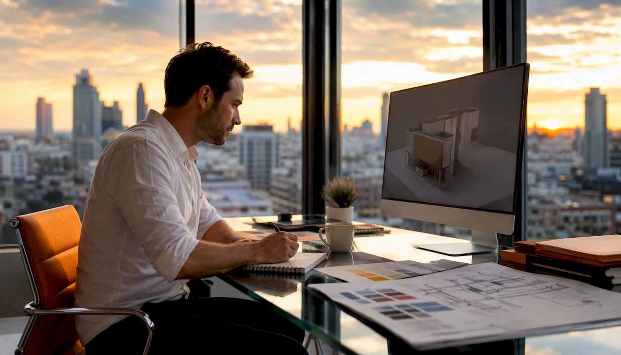 Marketing professional reviewing 3D product renders