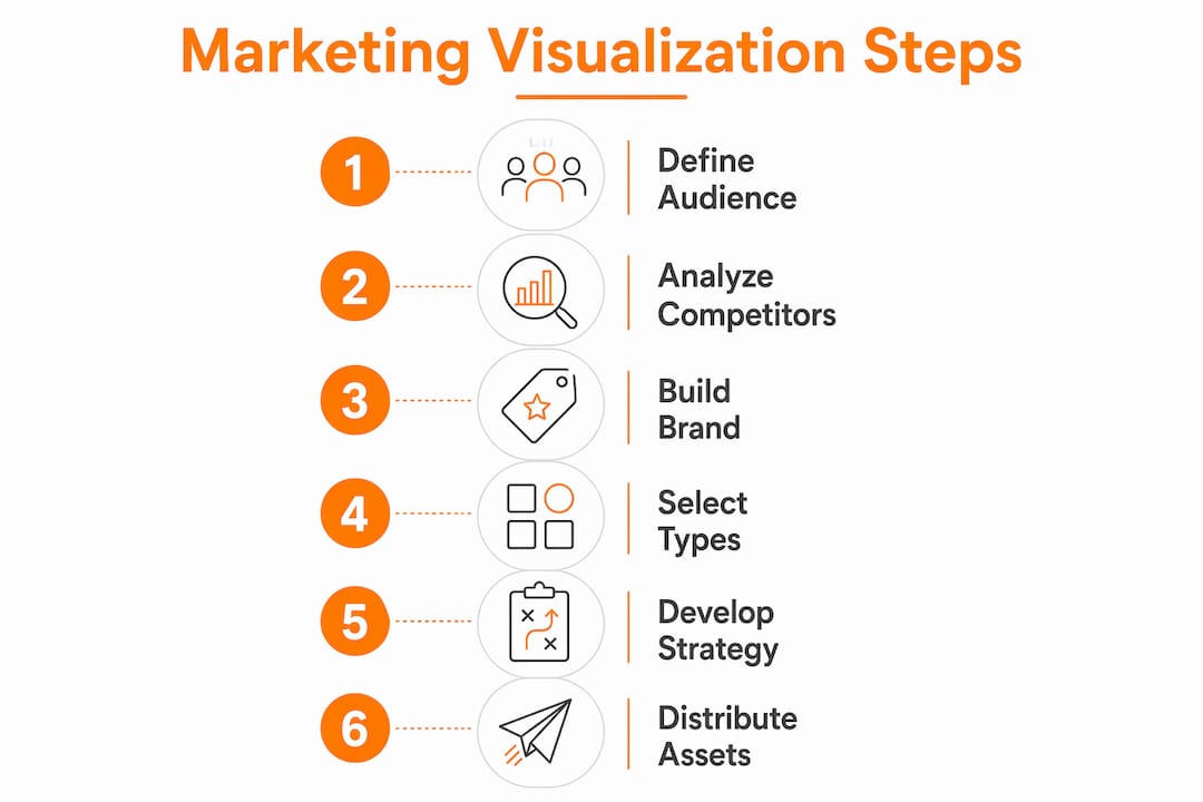 Infographic showing construction marketing visualization steps