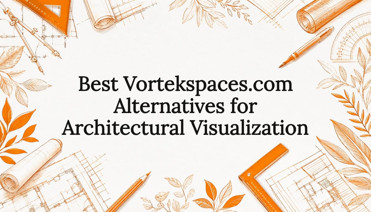 Decorative architectural visualization title card illustration