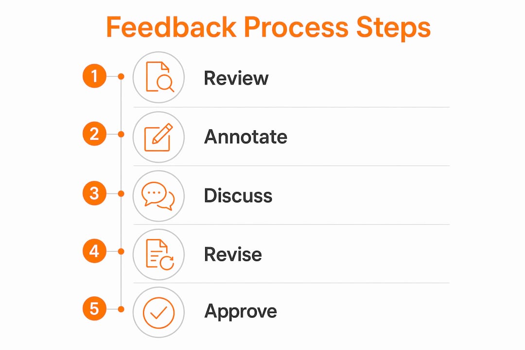 Infographic illustrating five steps of the feedback process