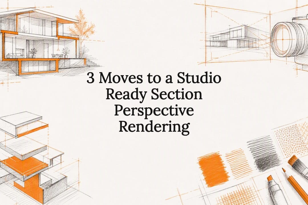 Section perspective rendering title card