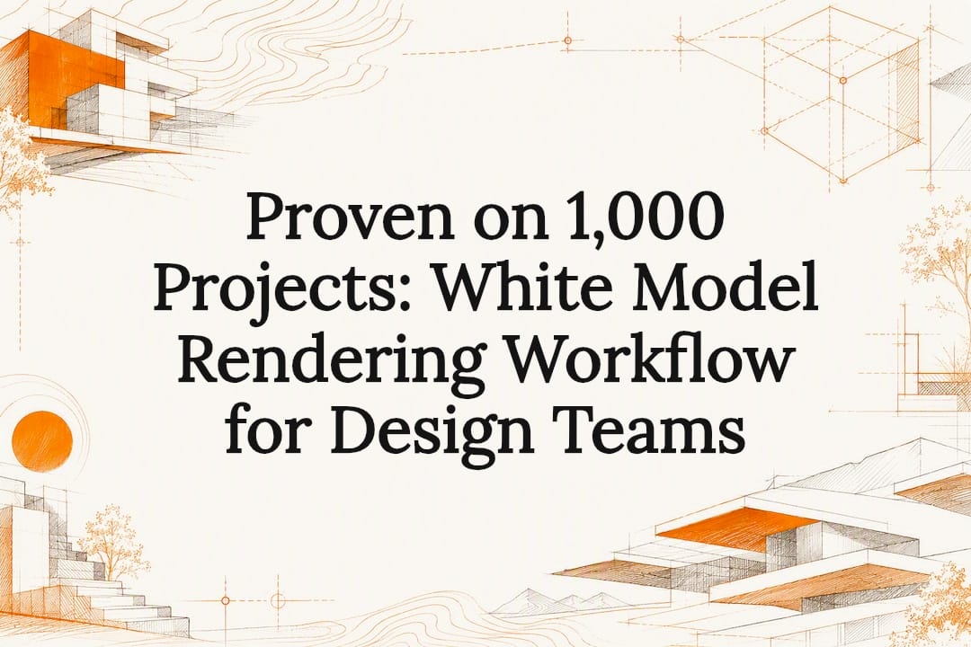 White model rendering workflow title card