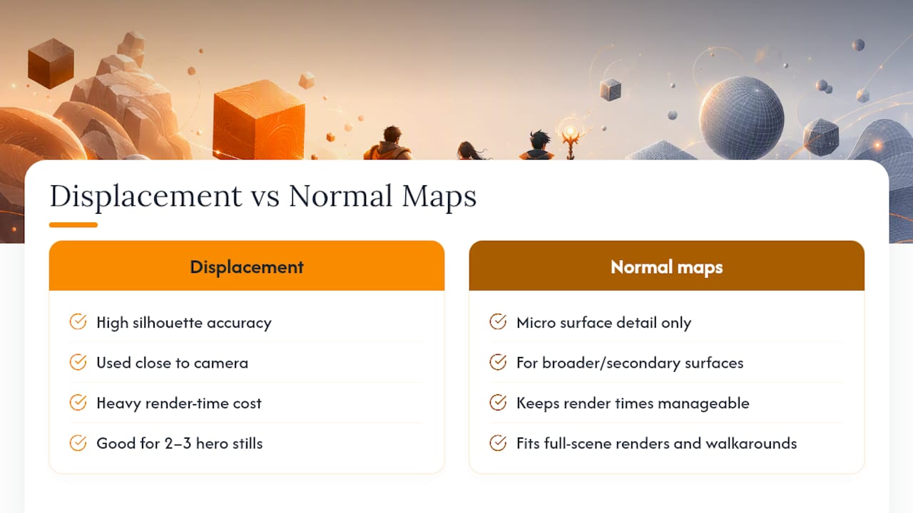 Displacement and normal map decision guide