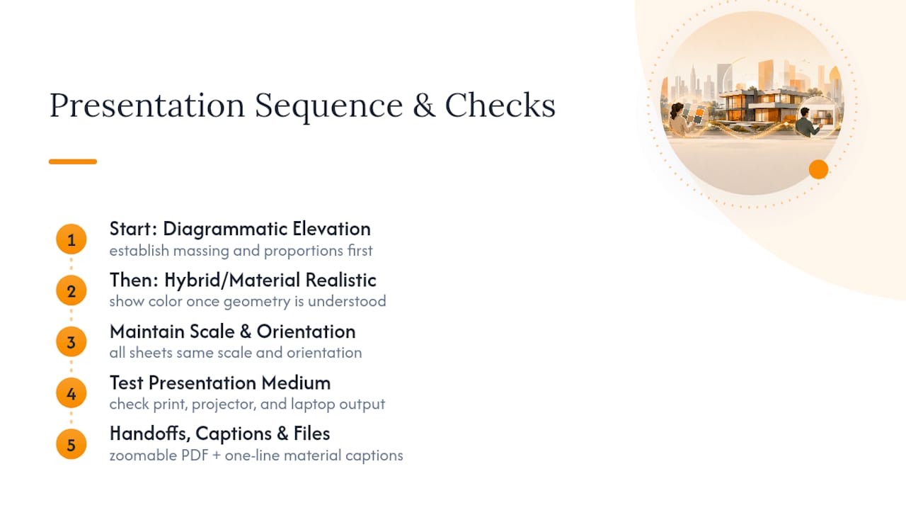 Presentation sequence for colored elevations