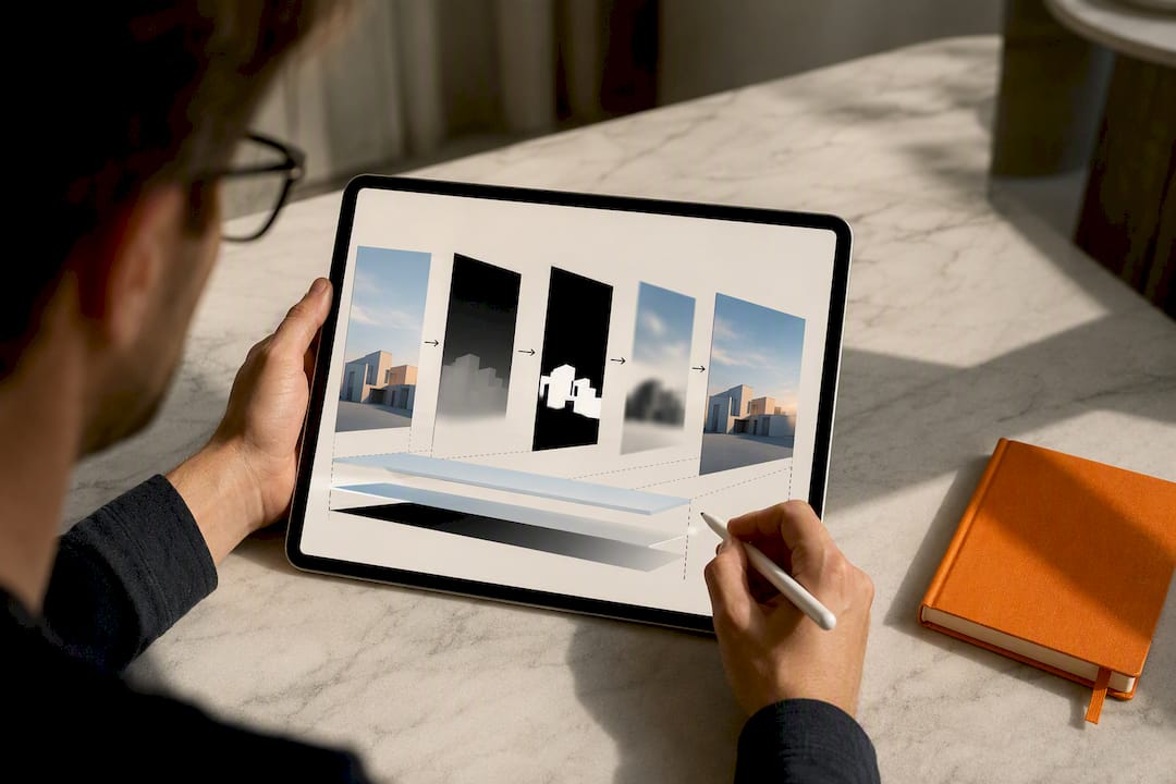 Architectural depth mask compositing workflow
