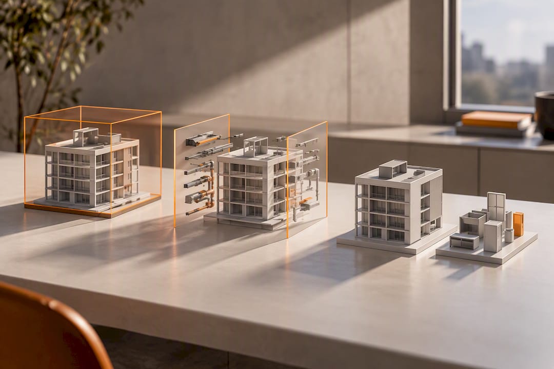 Illustration of Revit model cleanup stages
