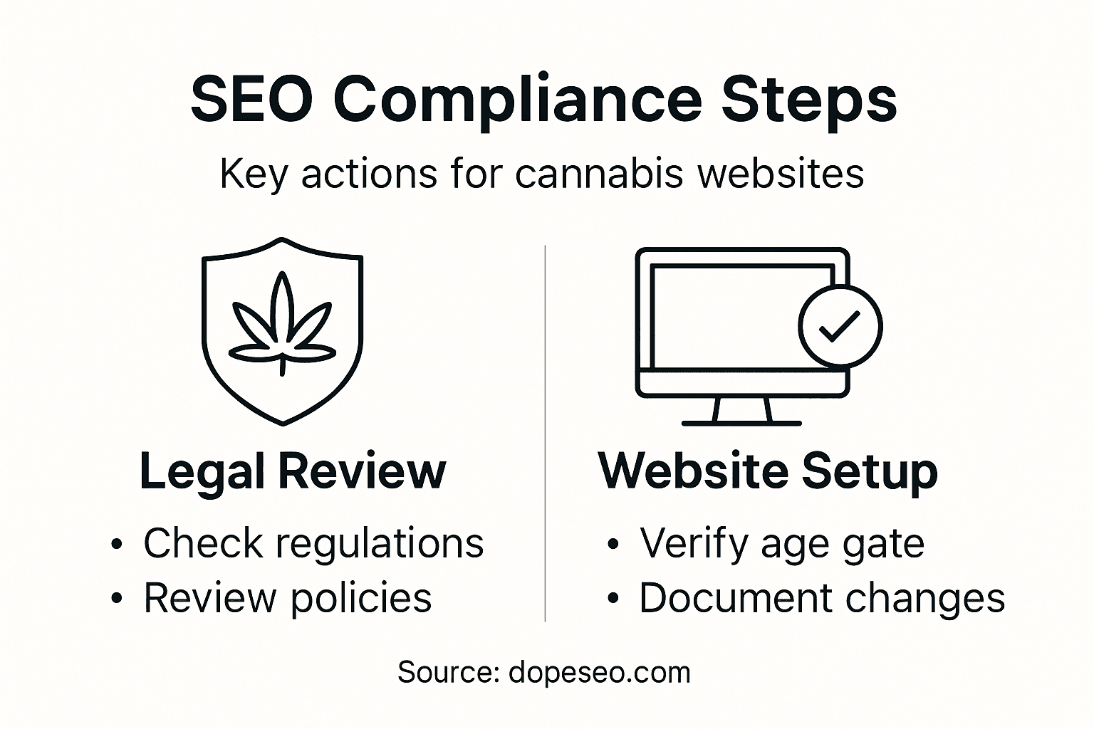 Infographic of cannabis SEO compliance steps
