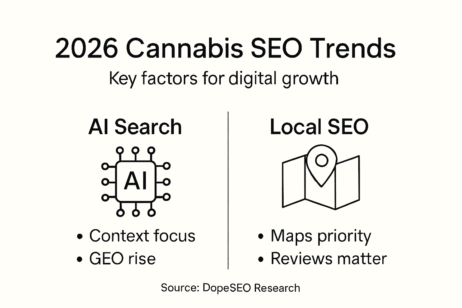 Infographic overview of 2026 cannabis SEO trends