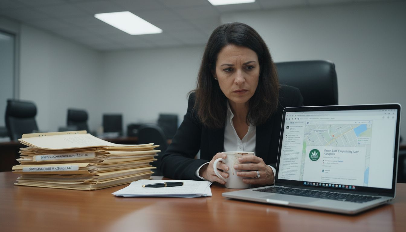 Compliance officer reviewing cannabis mapping requirements