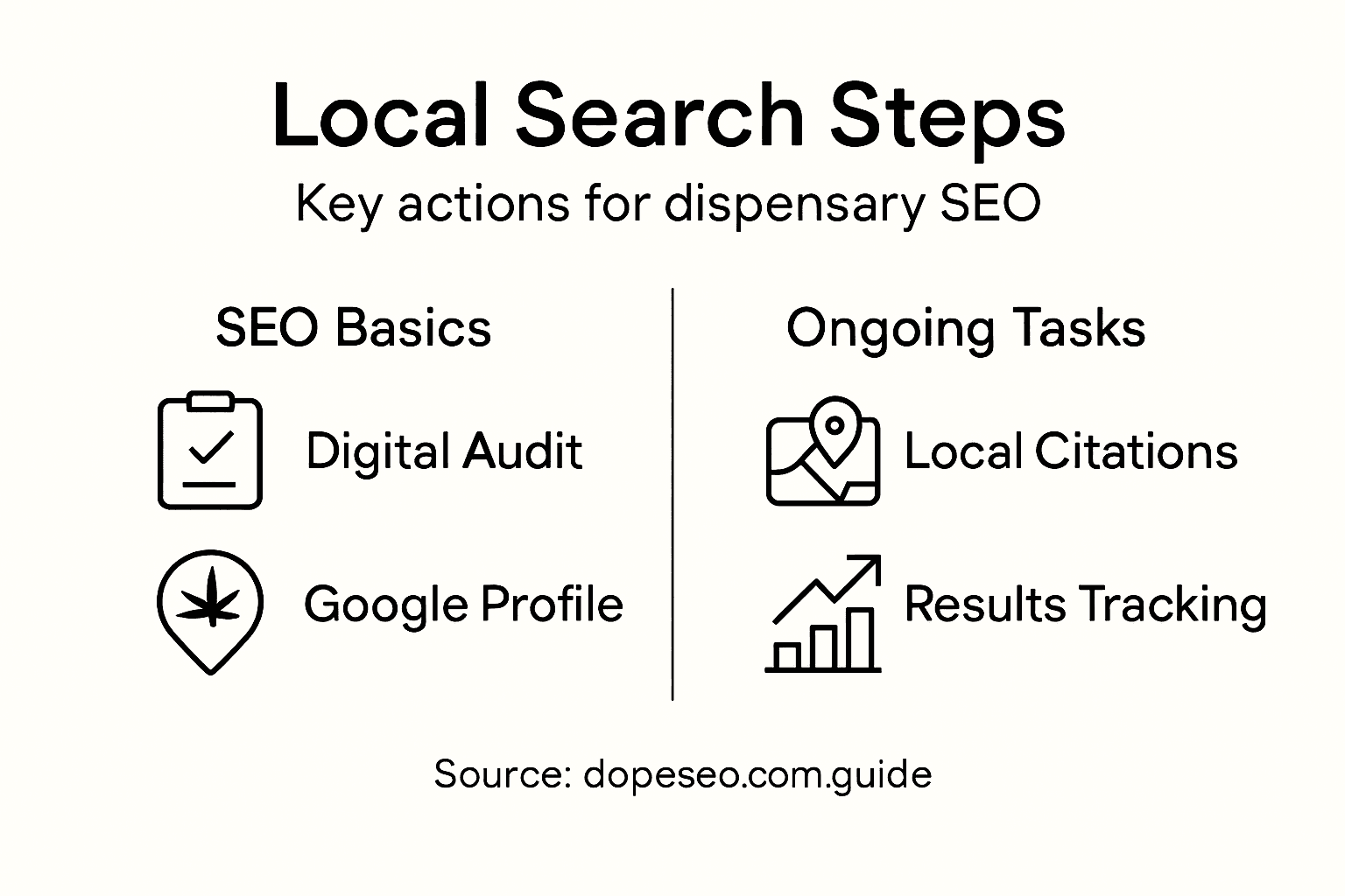 Infographic with steps for dispensary SEO strategy