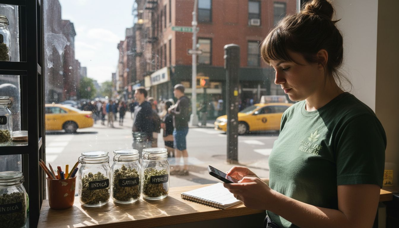 Staff updating dispensary local SEO on phone