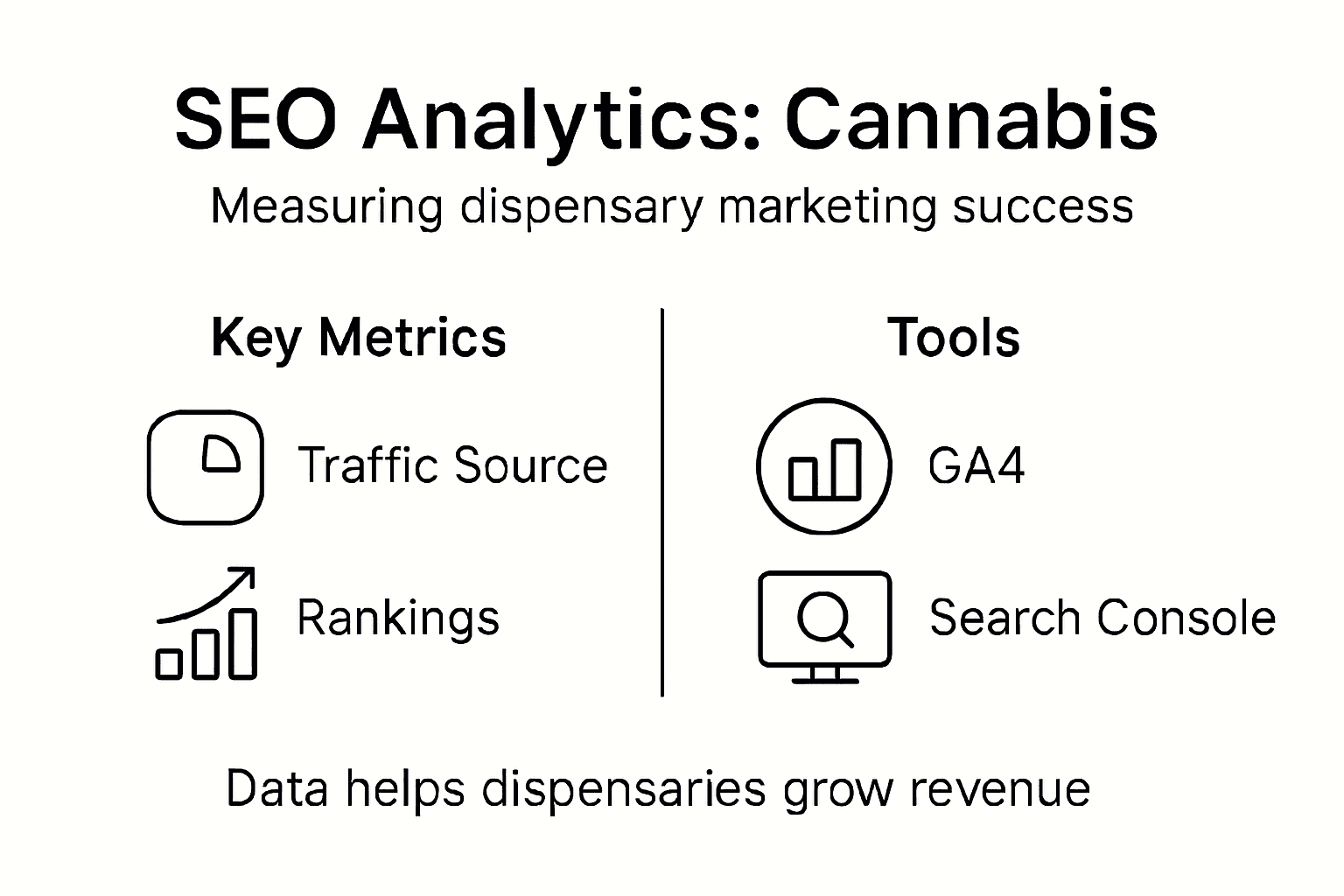 Infographic with key cannabis SEO analytics points