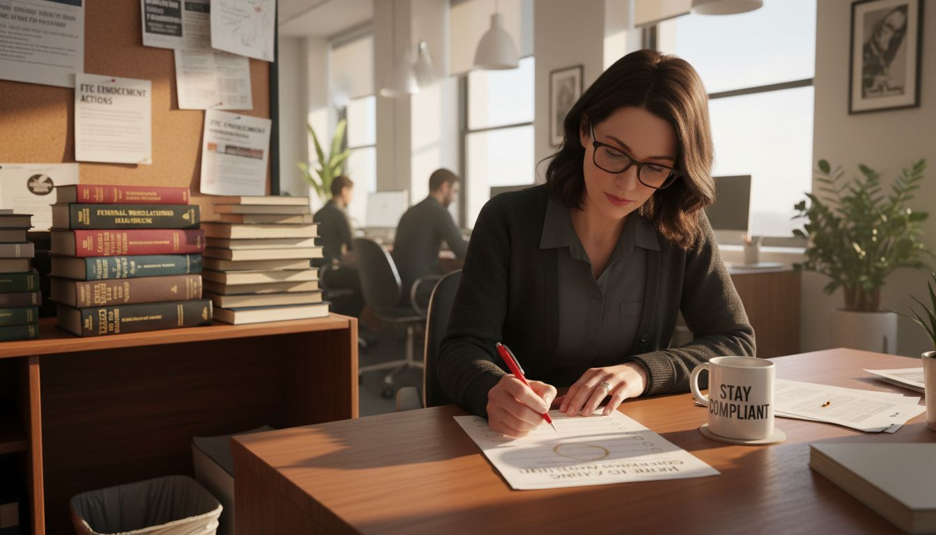 Hemp marketing compliance officer checks printed checklist