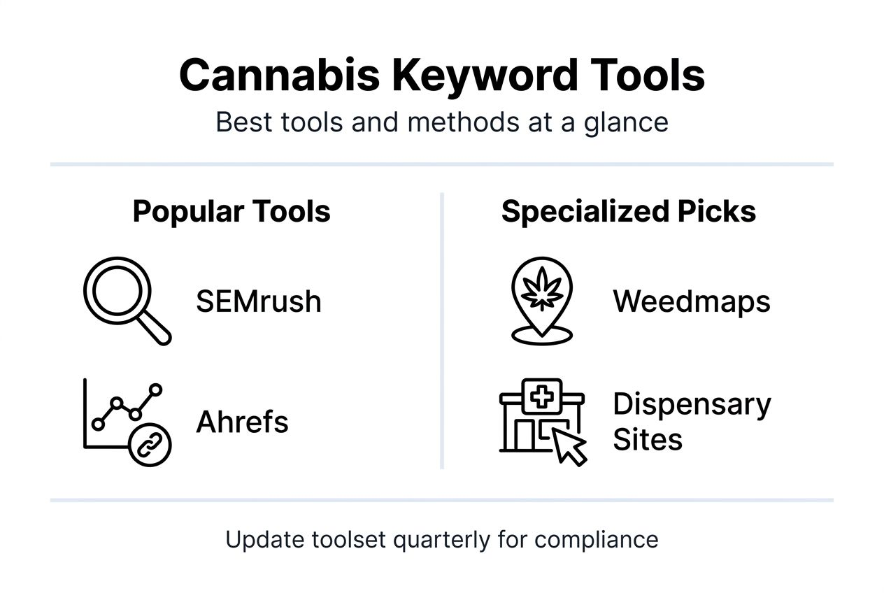 Infographic of main cannabis keyword research tools