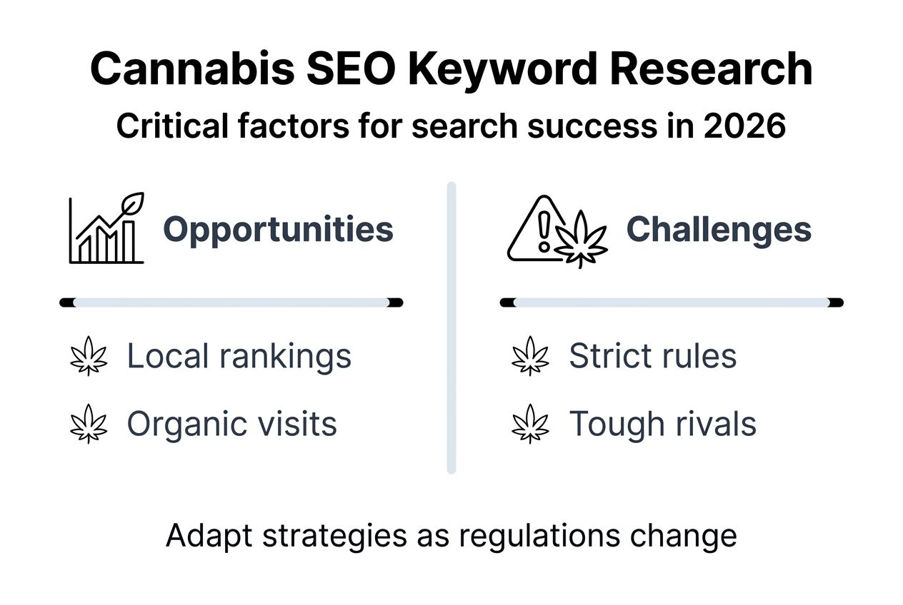 Infographic outlining cannabis SEO keyword research essentials
