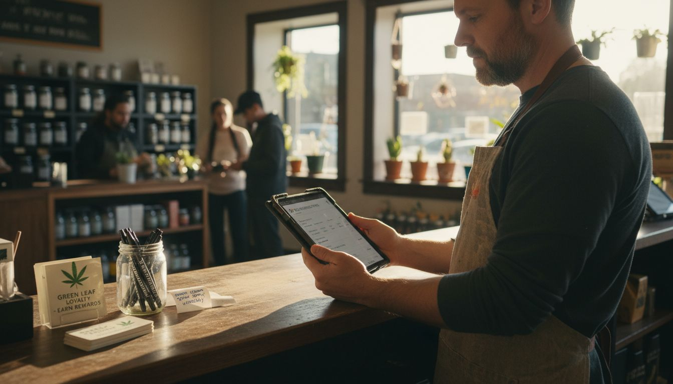 Dispensary manager checking Google profile