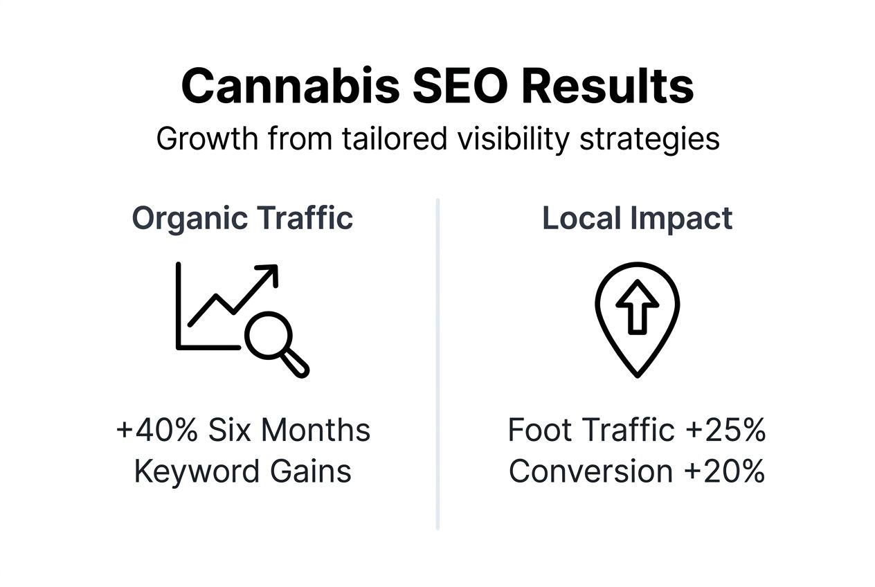 Infographic highlighting cannabis SEO growth metrics