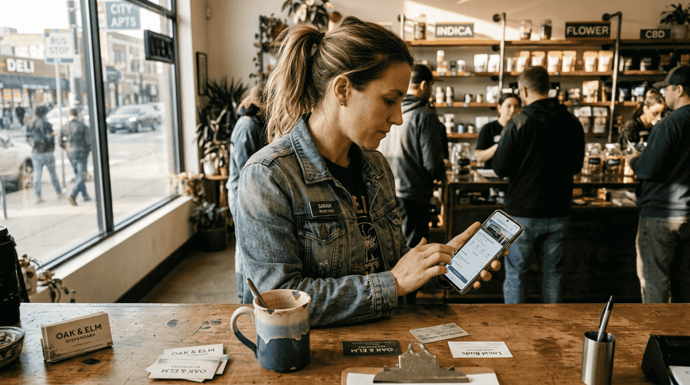 Staff updating cannabis Google Business profile