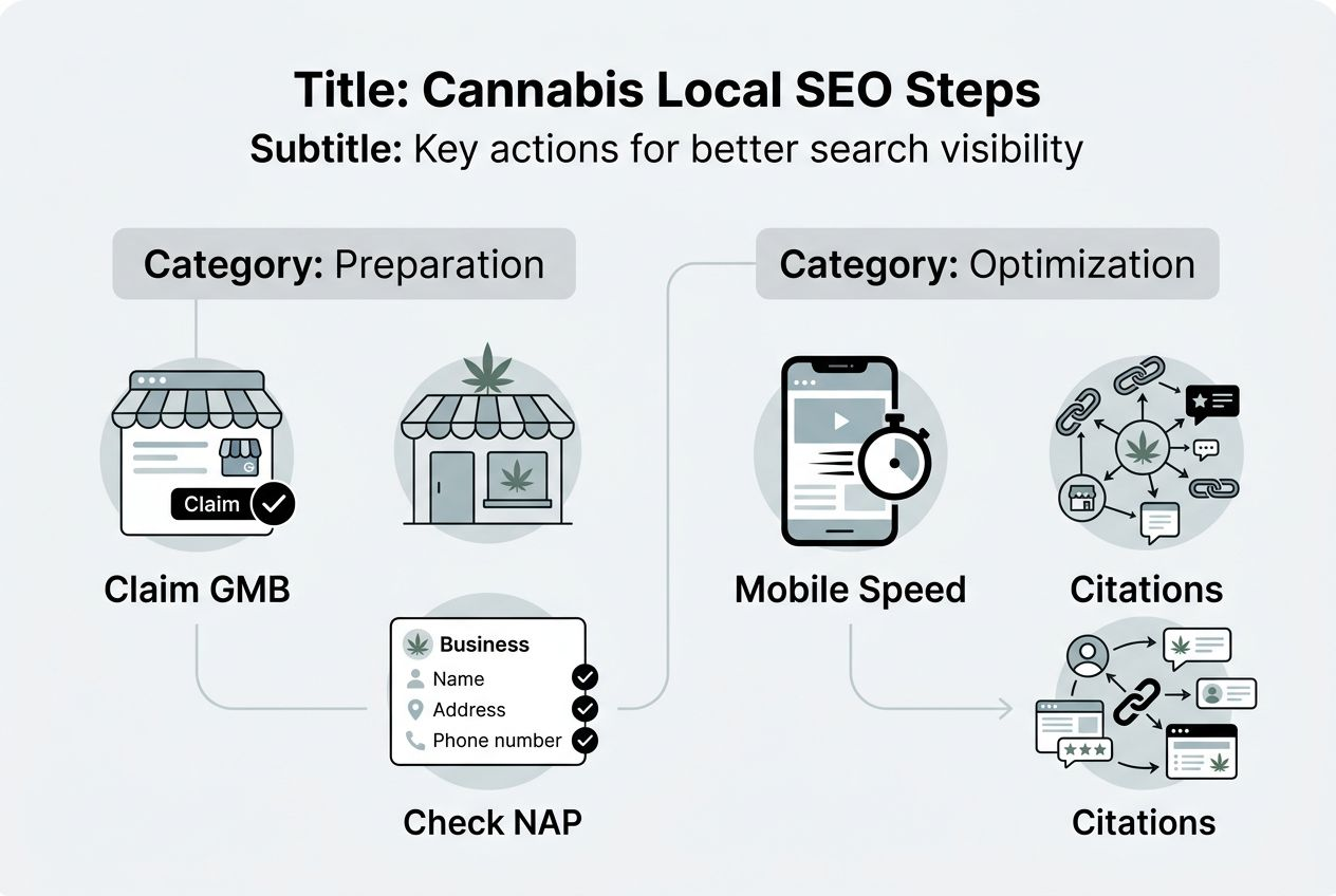 Infographic outlining cannabis local SEO steps