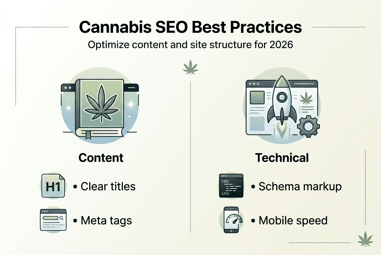Infographic of cannabis SEO best practices