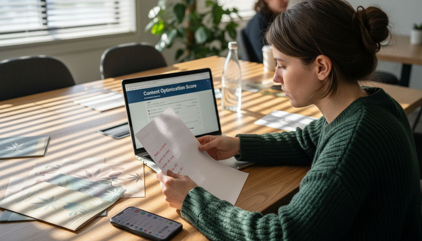 Editor reviewing optimized content draft