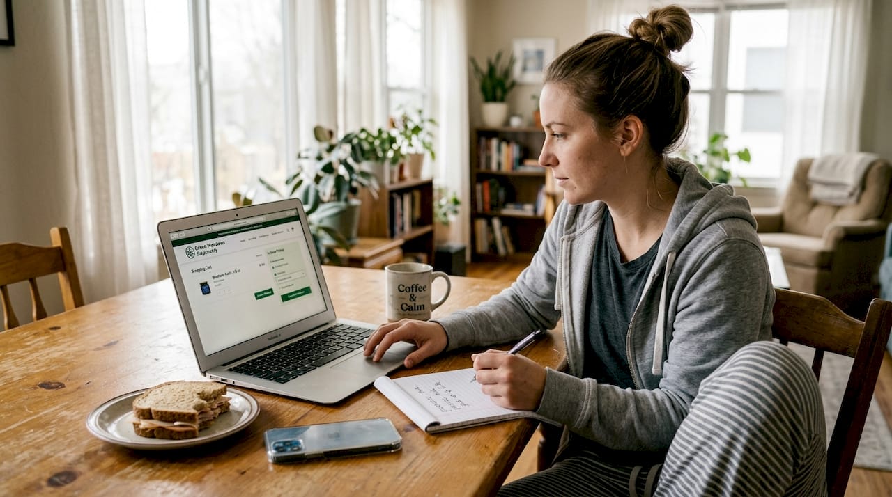 Customer placing online order on dispensary website