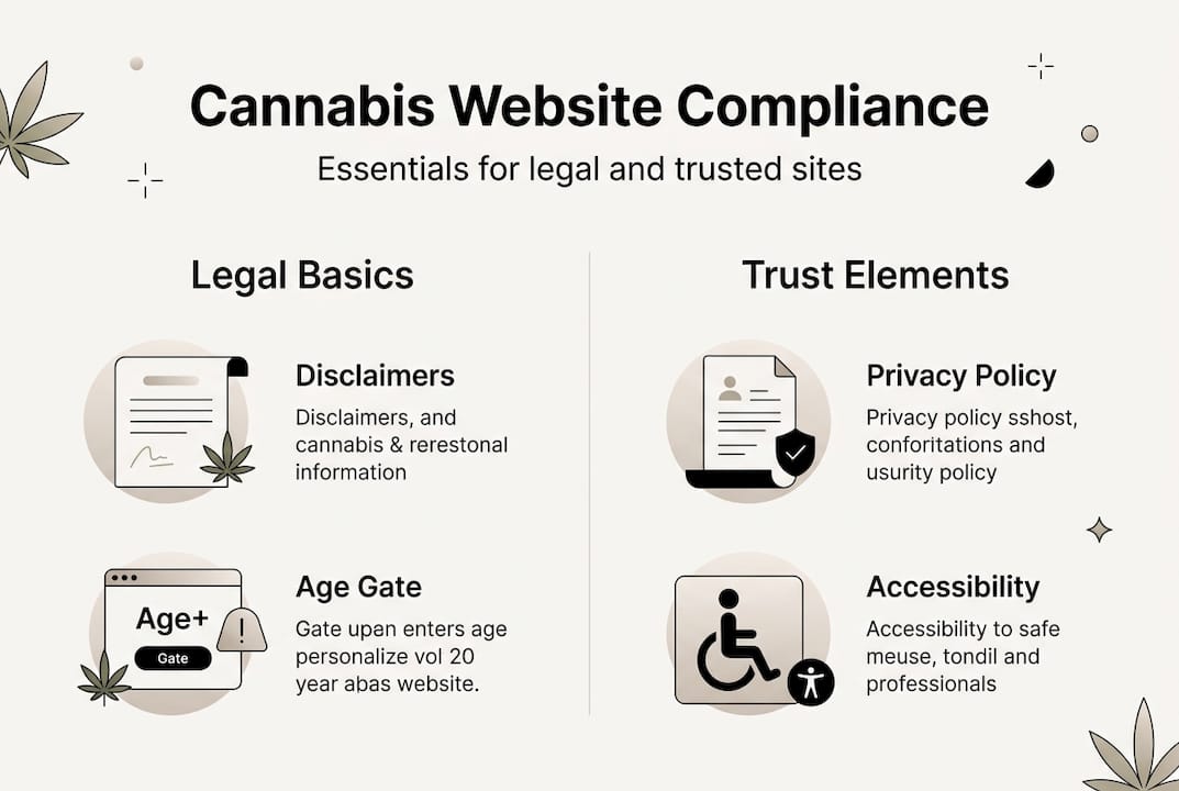 Infographic illustrating cannabis website compliance basics