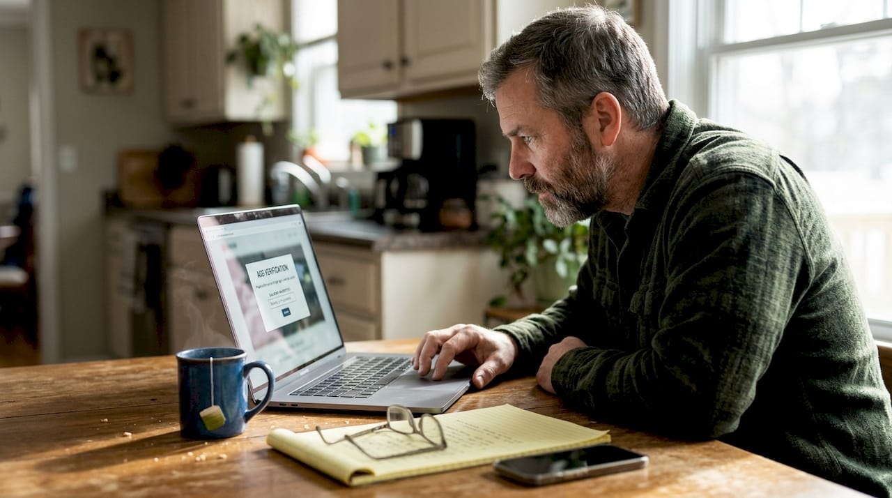 User interacting with age verification popup