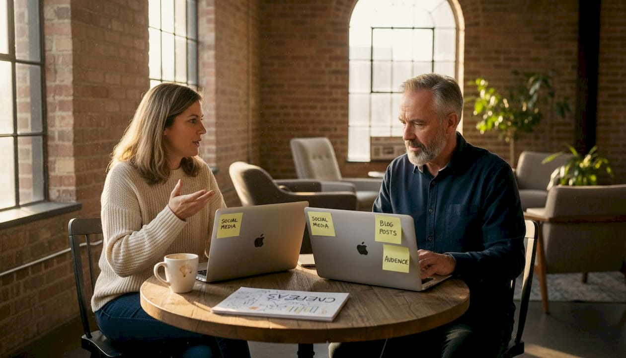 Team brainstorming cannabis content strategy ideas