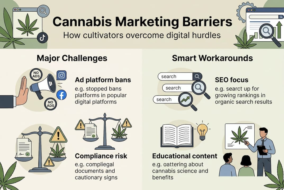 Infographic digital marketing barriers cannabis