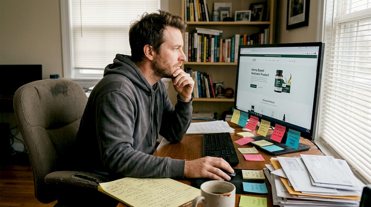 Strategist auditing hemp product web page