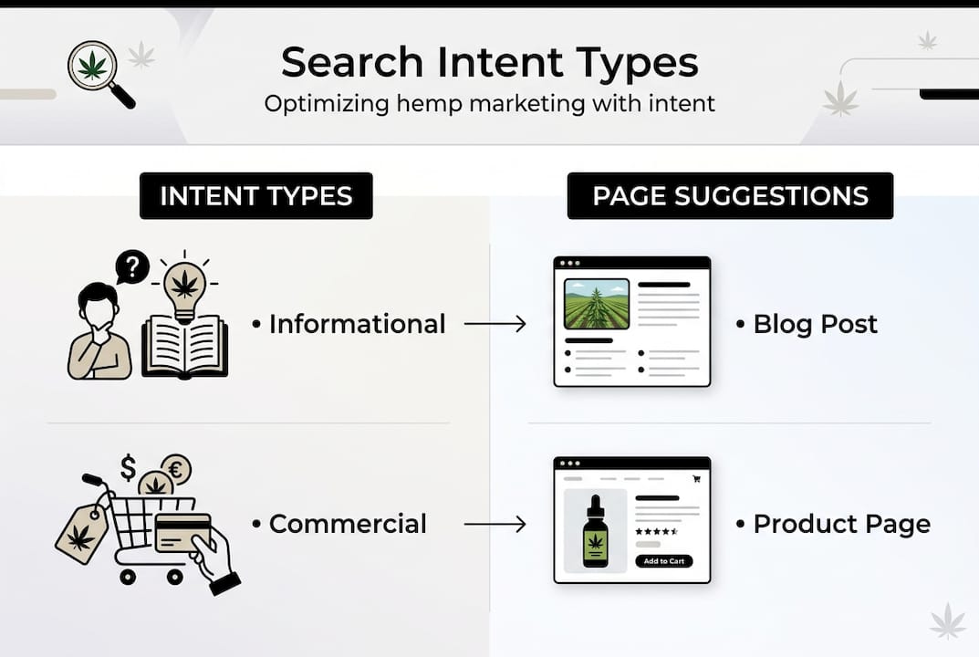 Infographic listing hemp search intent types