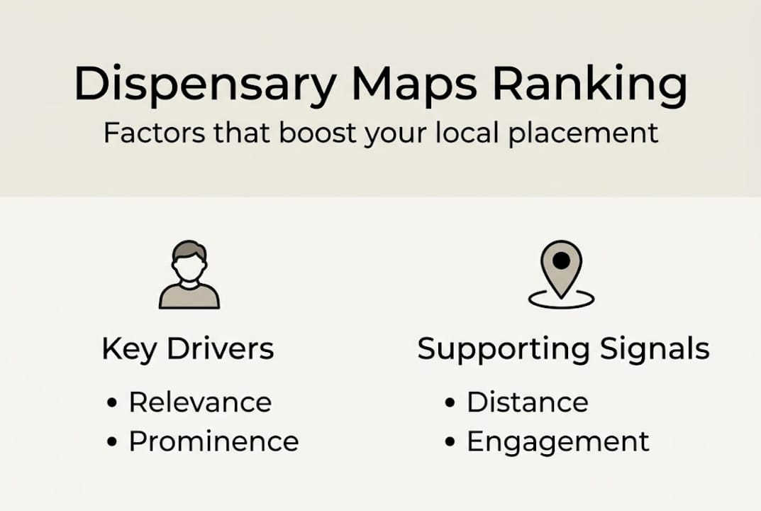 Infographic showing Google Maps ranking factors