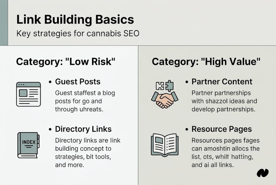 Infographic of cannabis link building strategy types