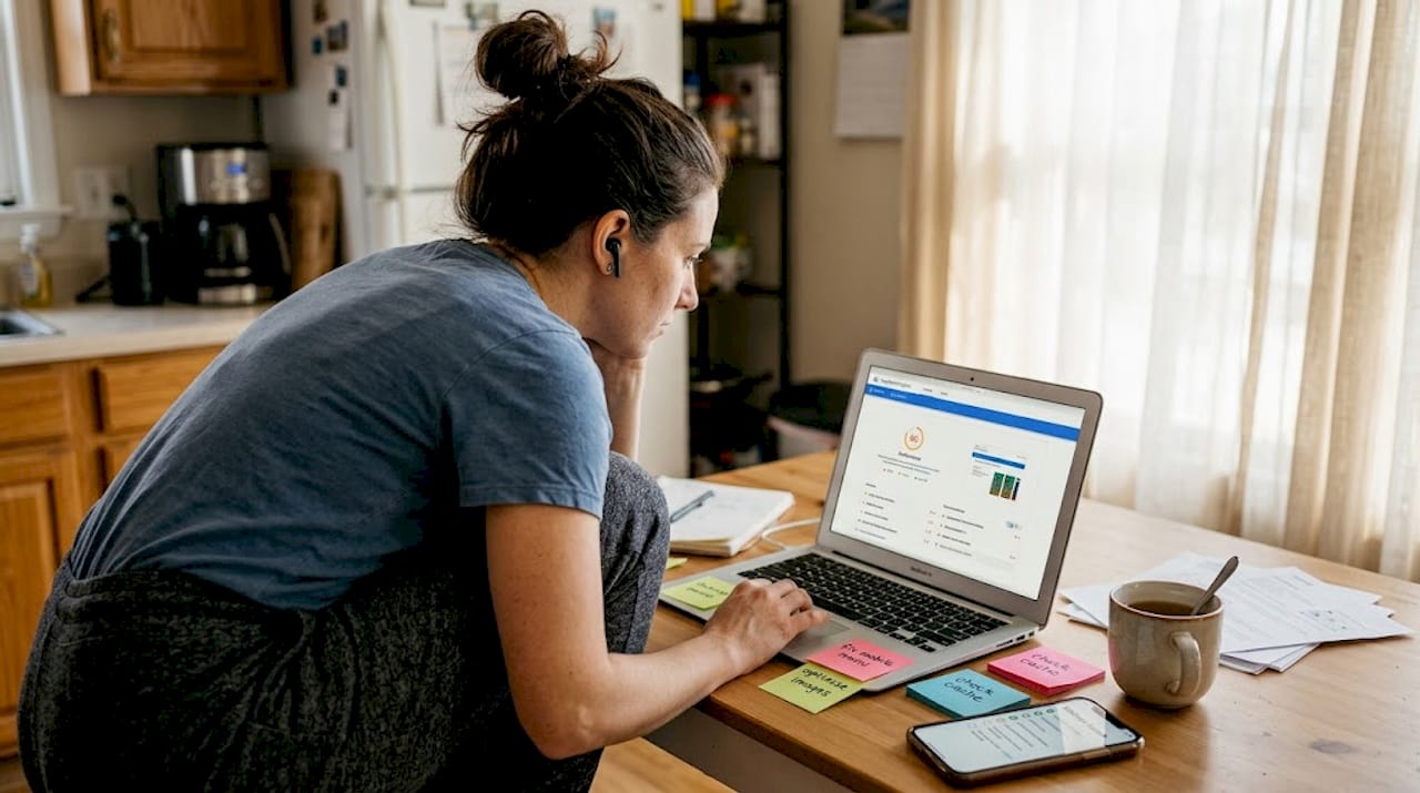 Webmaster using laptop for speed optimization