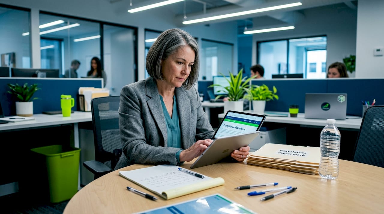 Compliance consultant reviewing cannabis website