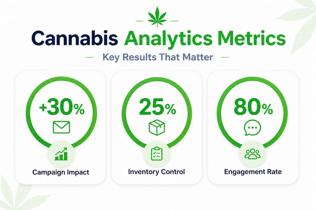 Cannabis analytics infographic with three key stats