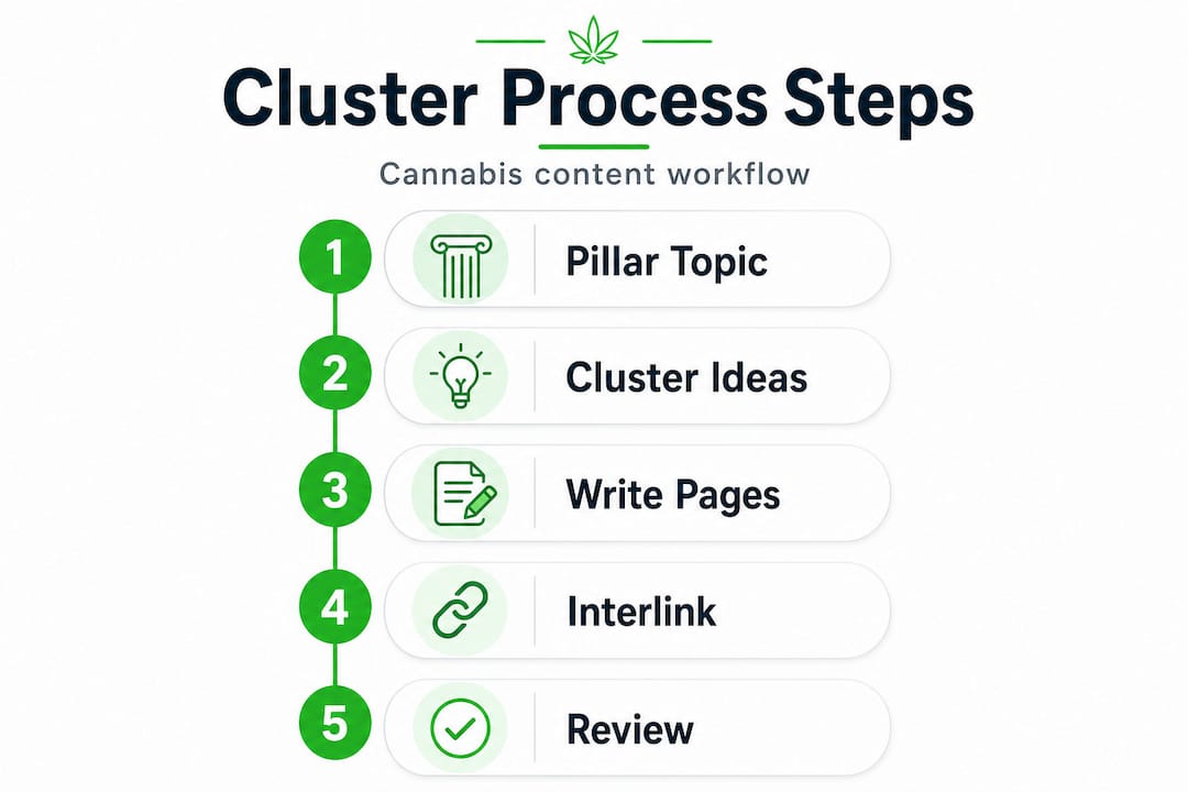 Infographic showing content cluster process steps