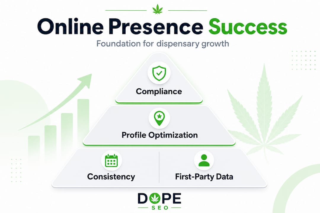 Hierarchy infographic foundation for dispensary online success