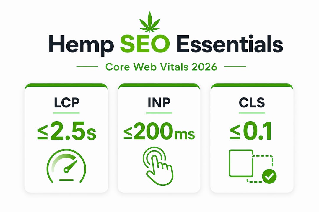 Hemp SEO Core Web Vitals statistics infographic