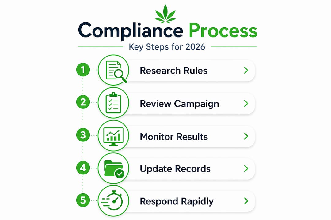 Vertical flow infographic of cannabis compliance steps