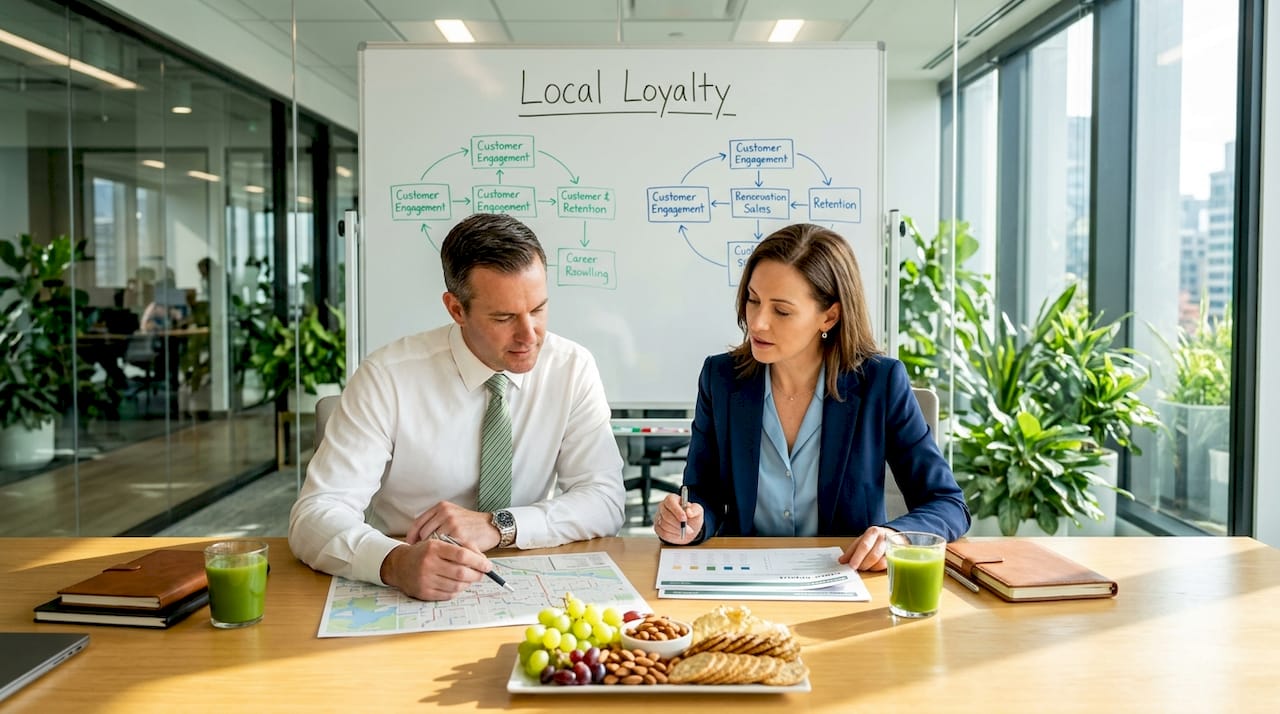 Business team strategizing local growth plans