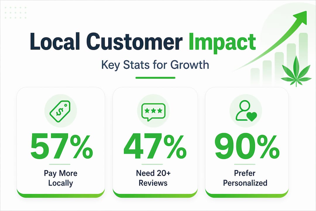 Infographic showing local customer statistics and benefits