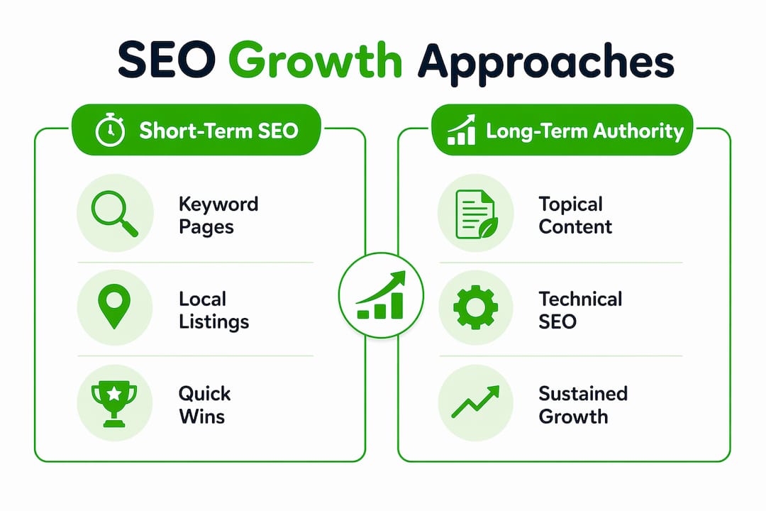 Comparison of SEO short-term and long-term strategies