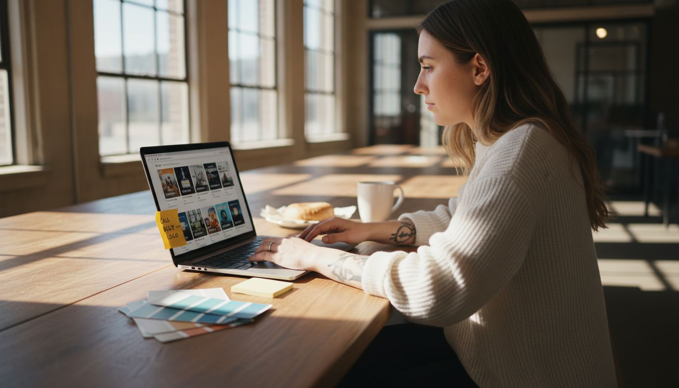 Designer reviewing WordPress themes and plugins