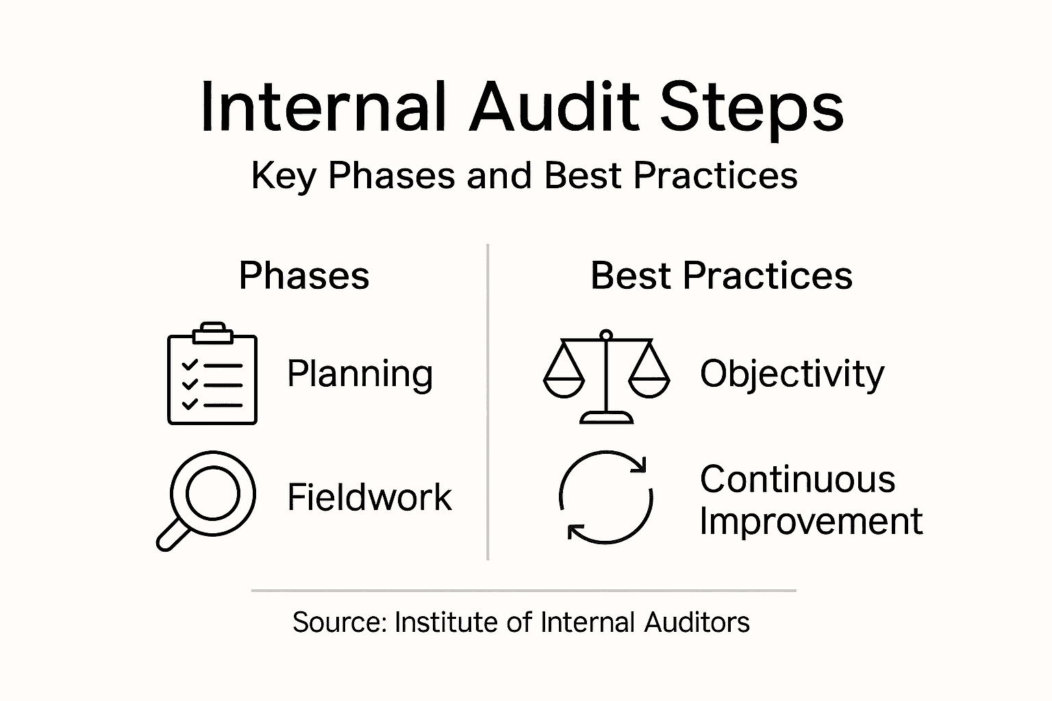Infographic outlining internal audit process steps