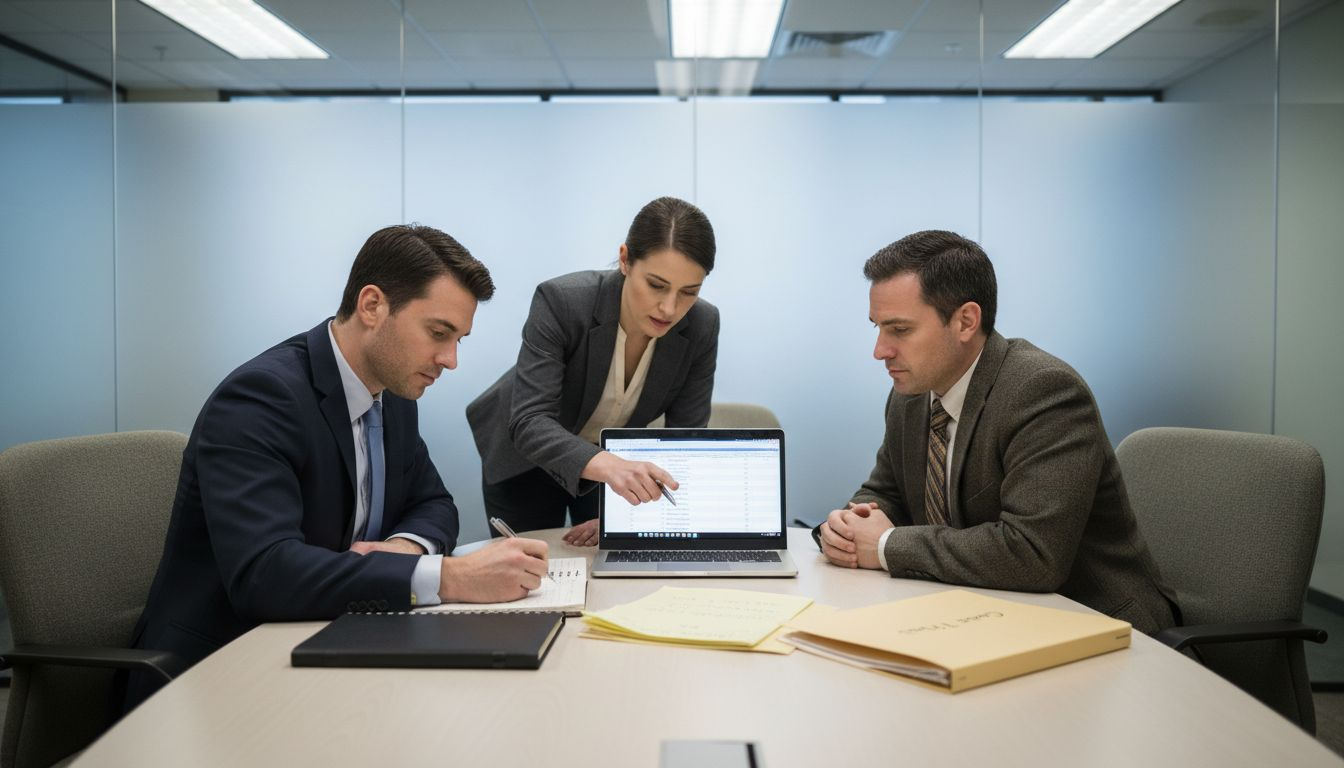 Compliance officers meeting about audit regulations