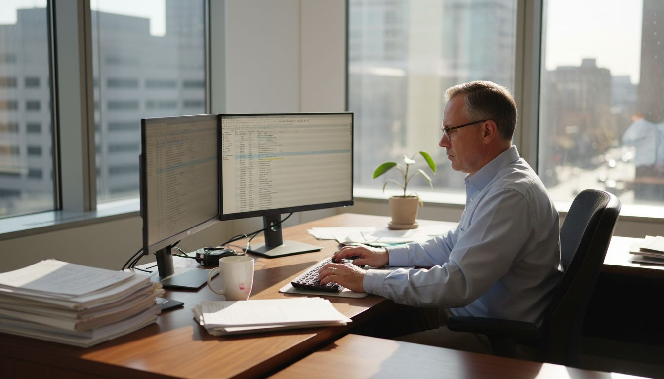 Bank compliance officer reviewing controls